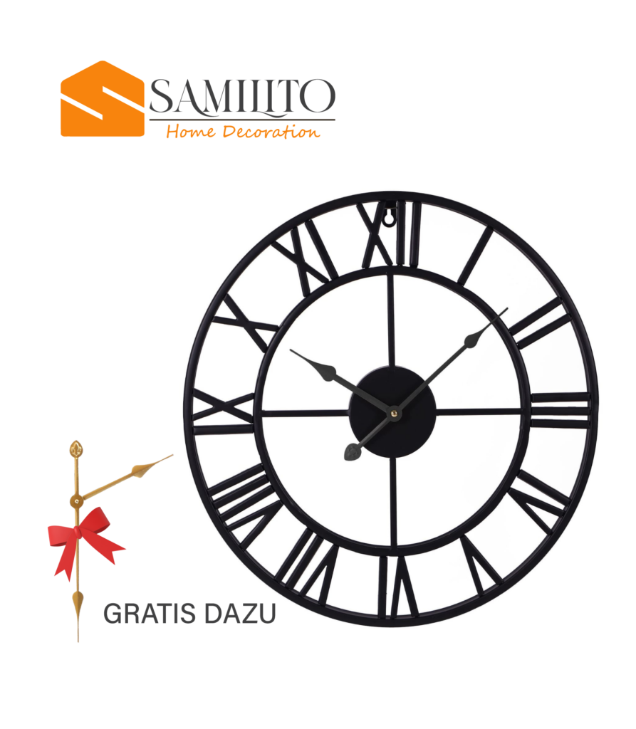 Warmiehomy Vintage Wanduhr 30 Cm – Römische Ziffern, Geräuschlos, Schwarz Mit Goldenen Zeigern