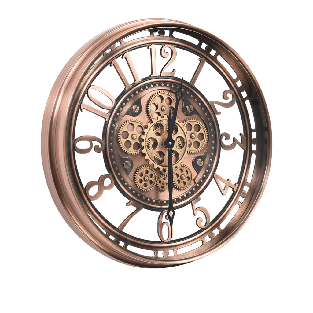 Steampunk Wanduhr Mit Echtem Uhrwerk – 59,5 Cm, Antikgrau, Metall, Quarzwerk