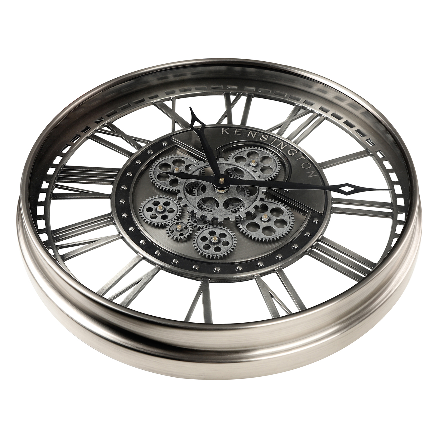 Steampunk Wanduhr Mit Echtem Uhrwerk – 59,5 Cm, Antikgrau, Metall, Quarzwerk